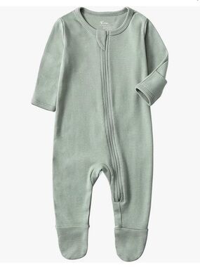 Baby One-Piece Zipper Pajama Sleeper Romper in Sage Green 02 Brand, 0-3 Months